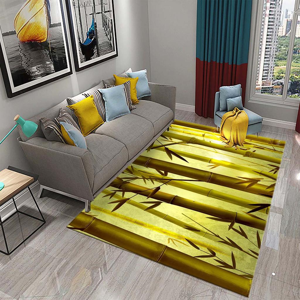 3D Green Bamboo Forest Bamboo Carpet for Bathroom Mat Plants Toilet Rugs Anti-Slip Mat Bedroom Living Room Floor Decor Carpets