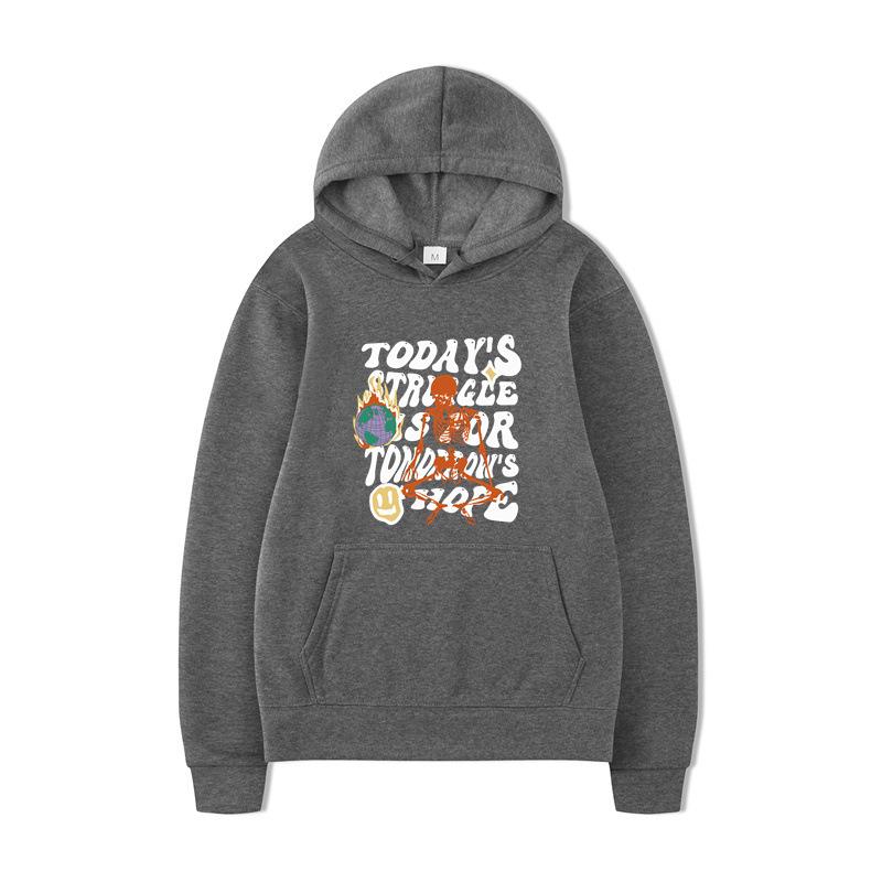 Textual Skeleton Hoodies Print Fashion Sweatshirt Hip Hop Casual Unisex Autumn Winter Fleece Streetwear Tops
