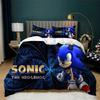 Movie Cartoon Sonic Duvet Cover Set 3 Pieces Bedding Set for Kids Soft Comfortable Quilt Cover with Pillowshams