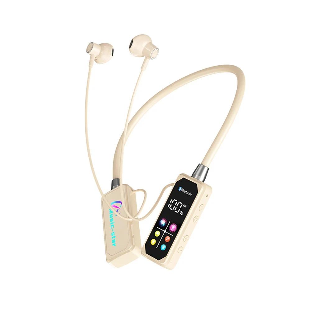 Bluetooth 5.4 Kopfhörer mit HD-Bildschirm Drahtlose Headsets Nackenband HiFi Stereo-Kopfhörer Geräuschreduzierung Ohrhörer für Live