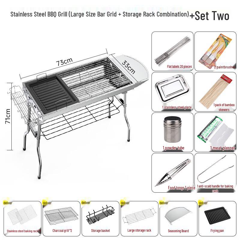 Tri-polar Stainless Steel Folding BBQ Grill
