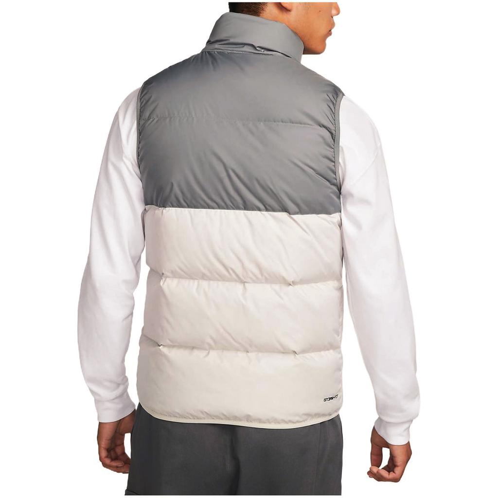 Nike Logo Print Casual Sports Stand Collar Down Zip Vest Men Outerwear Gray DV1136-084