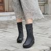Thick Leather Women's Boots Mid Calf Boots