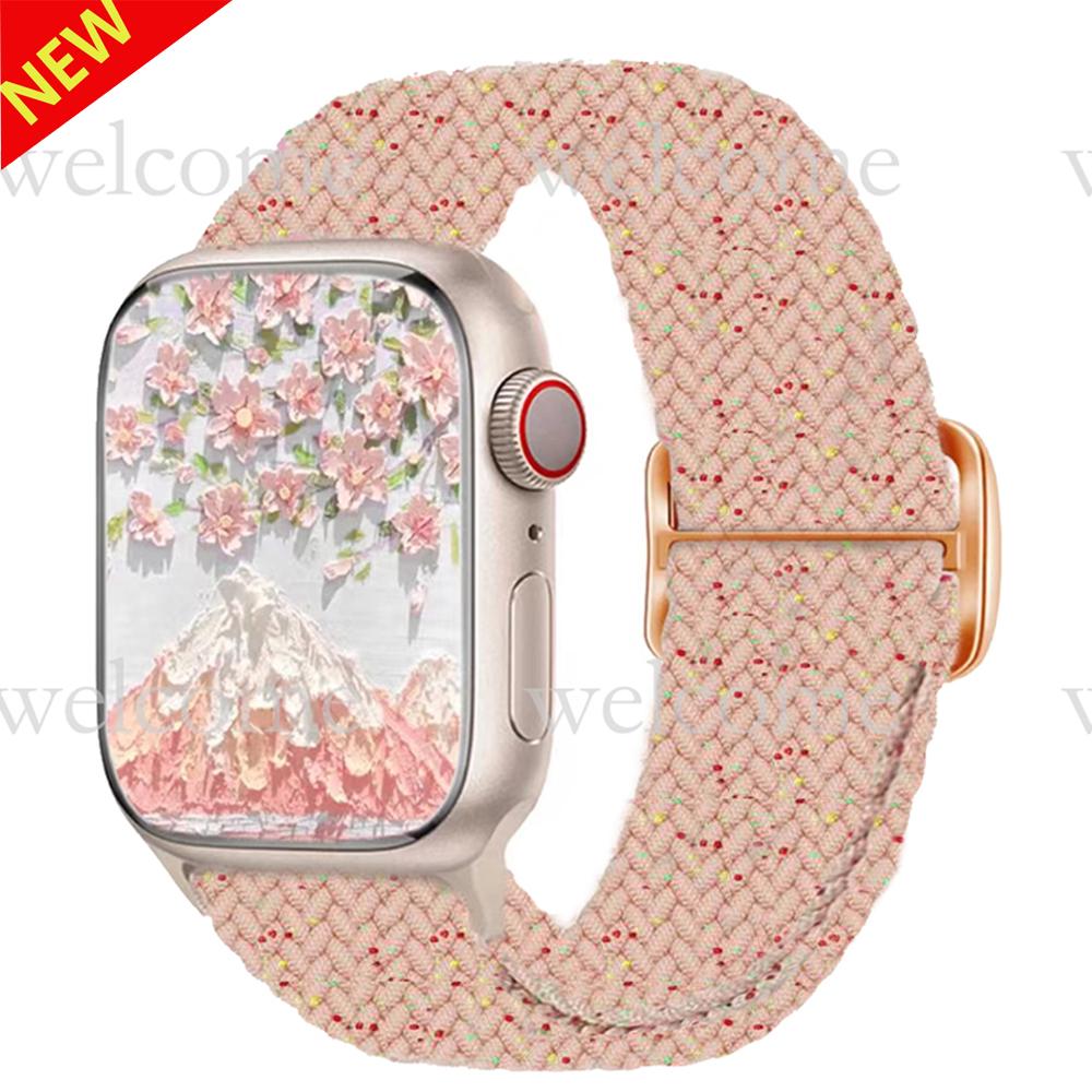 Braided Loop Strap for Apple Watch Band 44mm 40mm 49mm 45mm 41mm 46mm 42 38mm Nylon Bracelet iWatch Series Ultra 10 9 8 7 6 5 SE