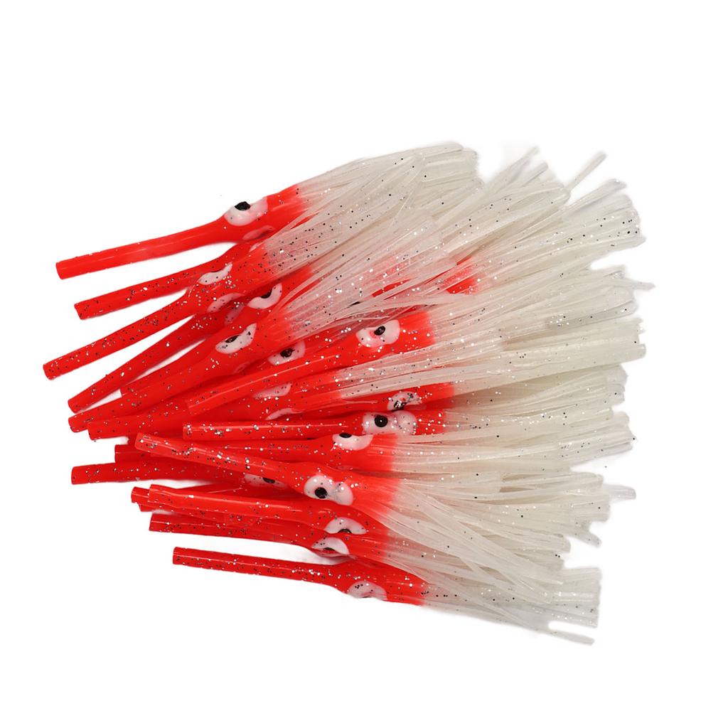 30pcs Luminous Squid Skirts Soft Artificial Octopus Luminous Bait for Saltwater Freshwater Red