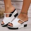 Damesmode Strass Decor Wedge Slippers, Stijlvolle Zomer Sandalen met Open Teen en Platformhakken