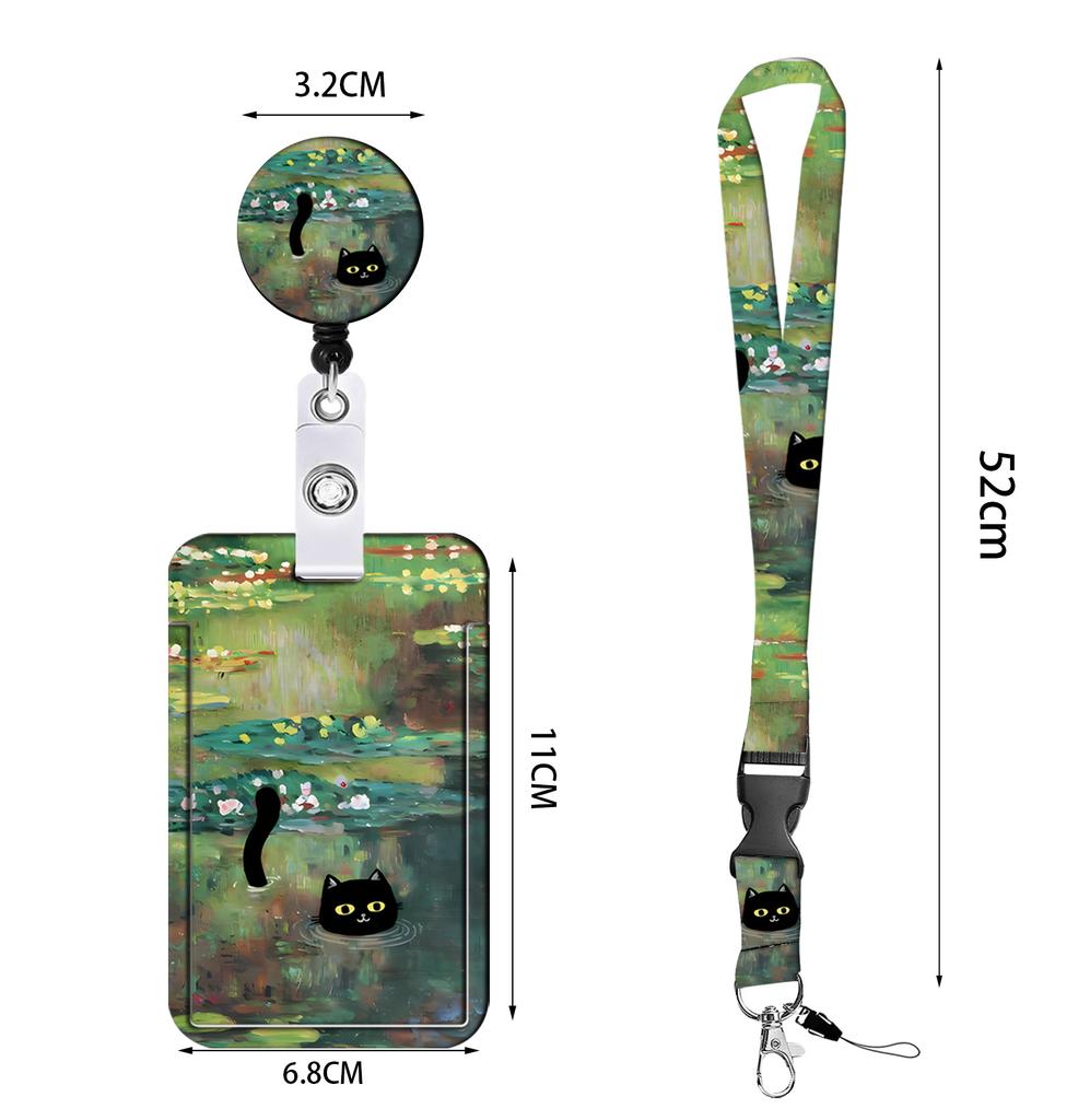 Katzenaufdruck Lanyard Ausweishalter Kartenhalter 3-in-1-Set Einziehbare Ausweishalterrolle mit 360-Grad-Drehclip Geschenke für Krankenschwestern und Ärzte