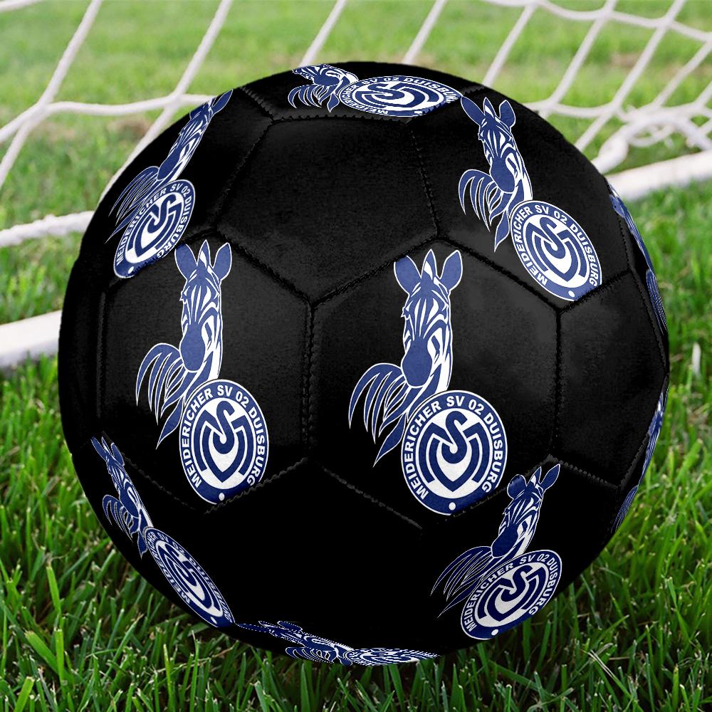 Pallone Calcio Indoor Msv Duisburg Colorato Cucito a Macchina PVC Misura 5 Pronto per Allenamento di Squadra e Competizione Resistente Rimbalzo Elevato Fantastico Regalo Sportivo