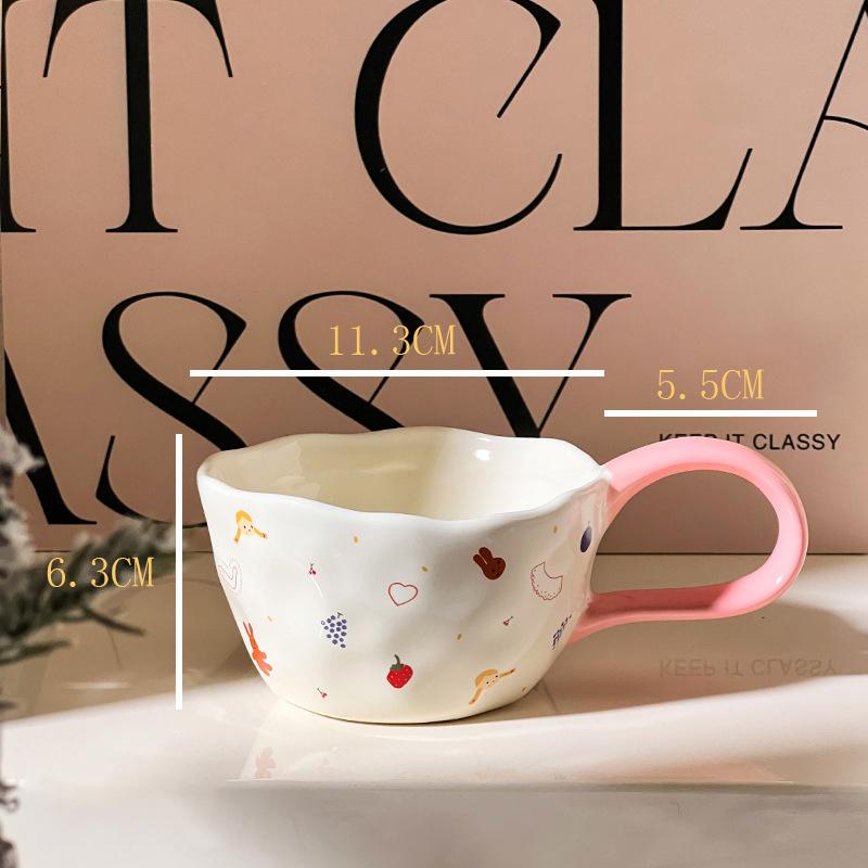 Ceramic Mug 300ML Cute Cartoon Creative Large Handle Coffee Afternoon Milk Juice Household Tea Cup Drinkware Gifts for Home-use