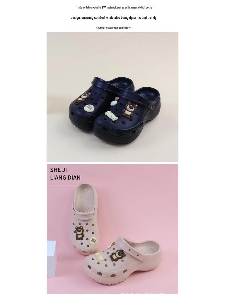 Children's Summer Breathable Cartoon Clog Slippers - Thick Sole, EVA Soft Sole, Outdoor Beach Wear.