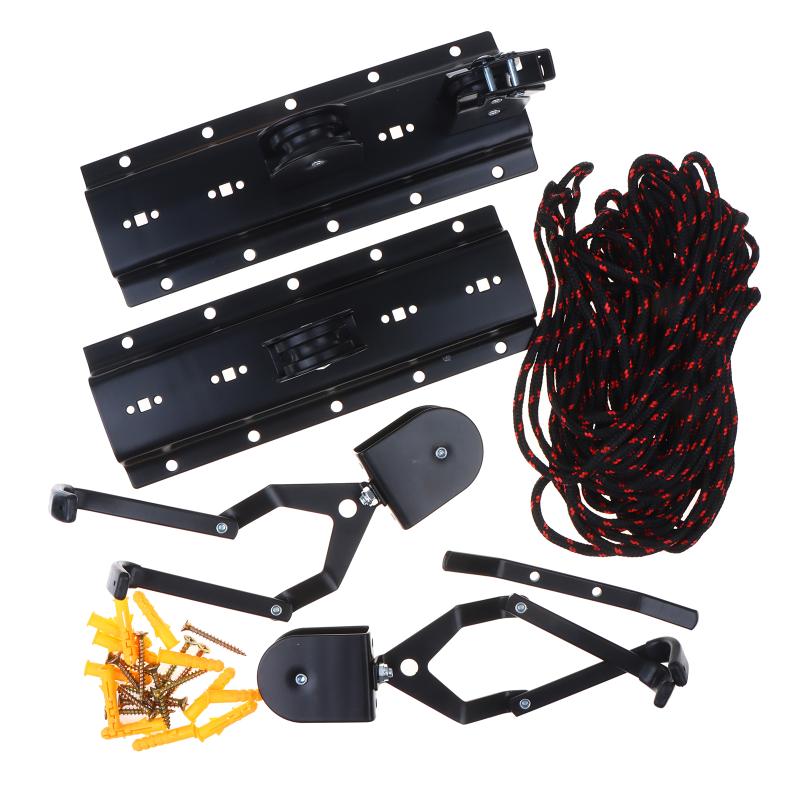 Bike Hoist Garage Storage Bike Lift Pulley System With 60Kg Bearing Overhead Bike Rack Ceiling Frame Roof Box Storage Hanger