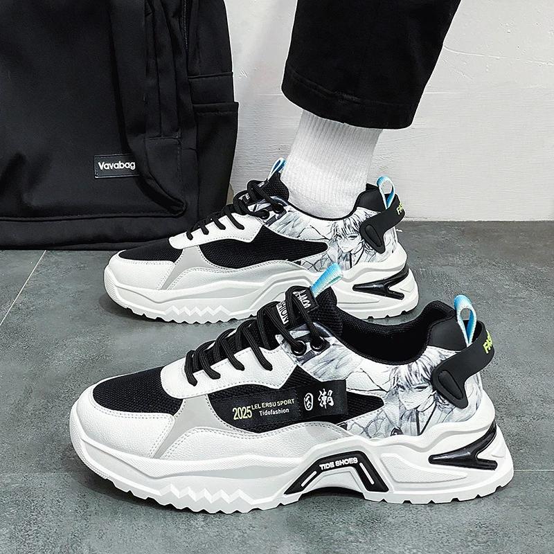 New High-top Men Vulcanized Shoes Fashion Comfortable Mesh Breathable Men's Casual Sports Shoes Trend Running Tennis Zapatillas