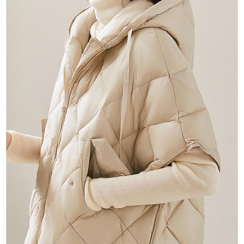 Podzim Zima Volná S Kapucí Dolní Vesta Dvojitý Zip Zesílená Vesta Svrchní Oblečení Dámská Dolní Teplá Vesta