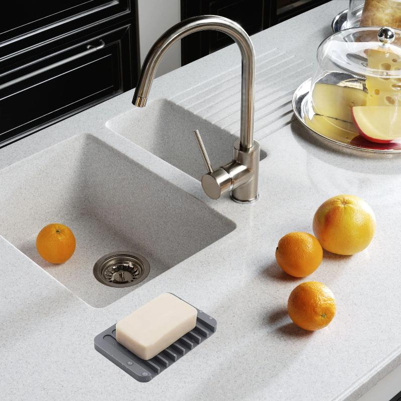 Silicone Soap Rack Free Punch Non-Slip Easy Clean Self Draining Soap Holder for Bathroom Kitchen Shower