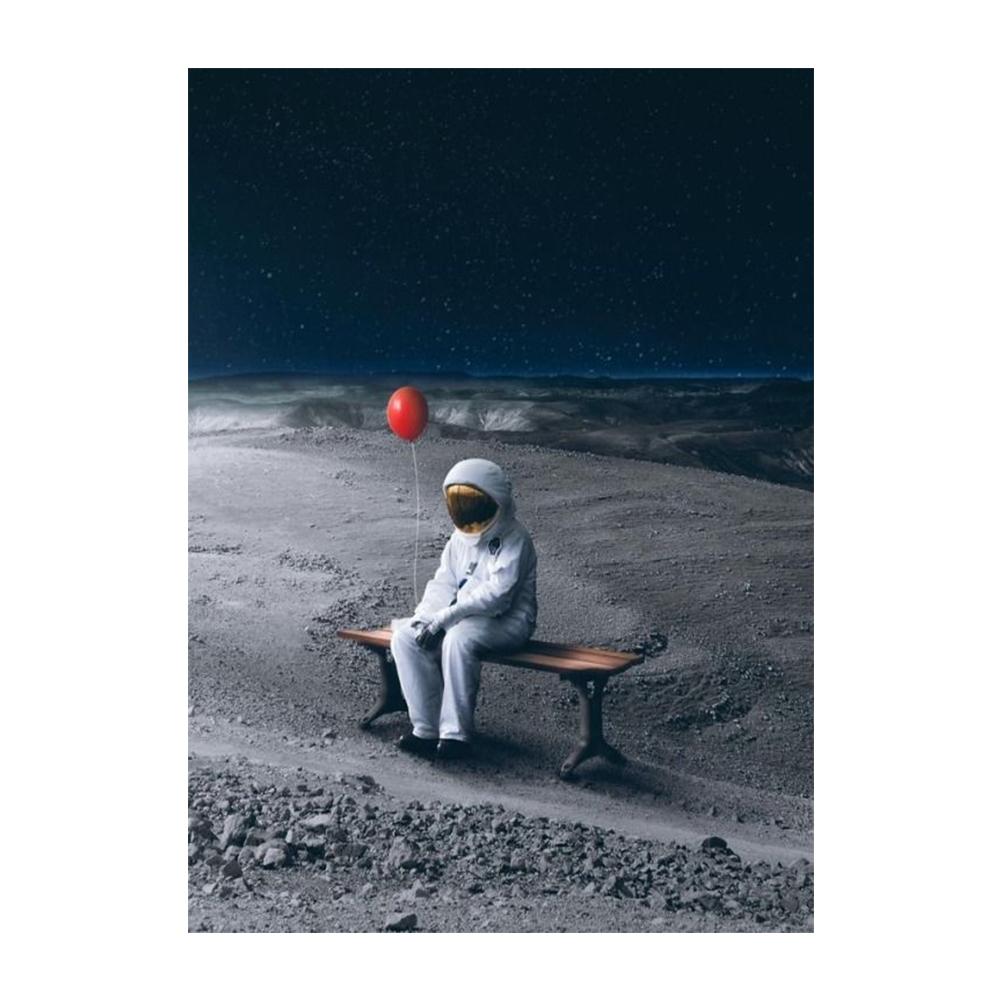 Astronaut Drinks Beer on The Moon While Watching The Earth Being Destroyed Canvas Painting Posters Prints Living Room Wall Art Pictures