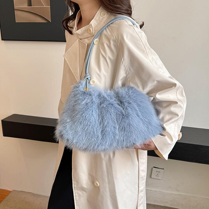 Fashi Luxe Nepkonijnenbont Pluche Schoudertas High-End Dames Tote Handtas voor Stijlvol Cadeau Verzenden