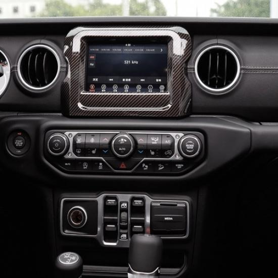 7" GPS Navigation Panel Decor Cover Trim For 2018+ Jeep Wrangler JL Carbon Fiber