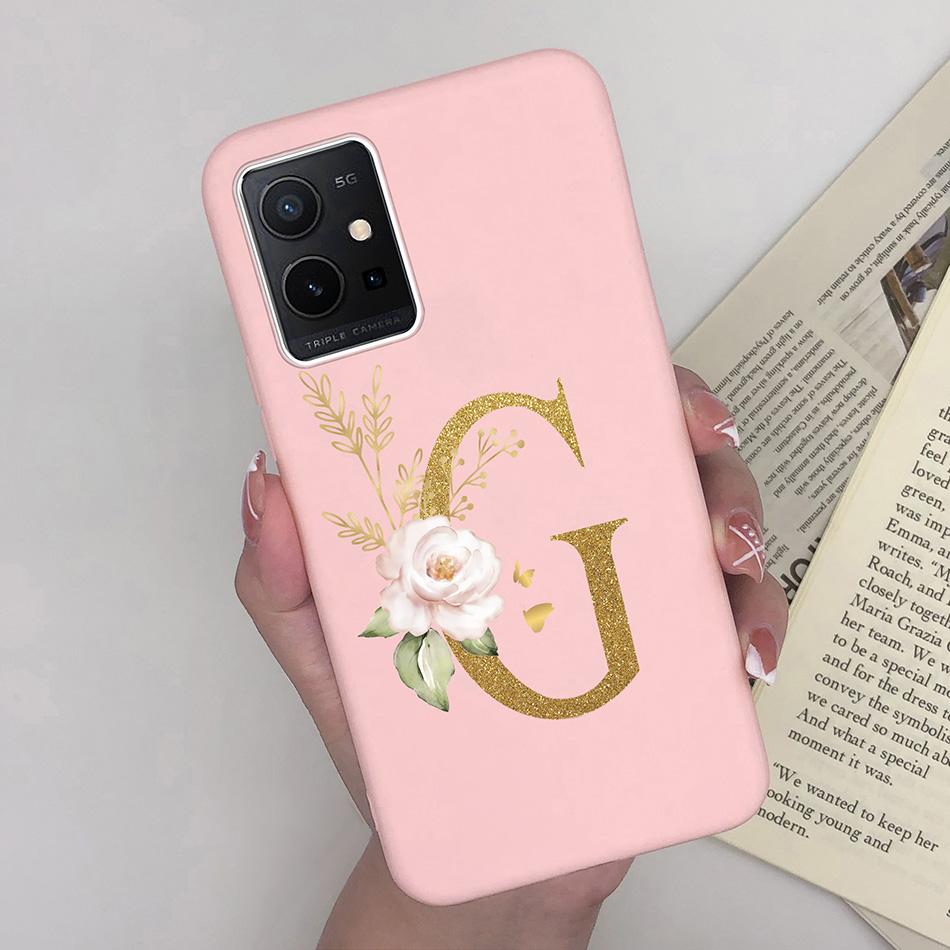 Simple Case For Vivo T1 5G Name 26 Letter Soft Matte Silicone Anti Slip Phone Back Cover For Vivo T 1 VivoT1 Shell Funda Bumper
