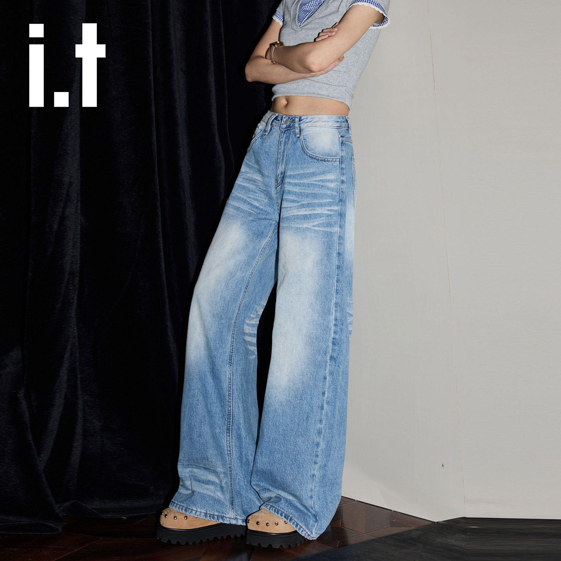 

Women s Summer 2025 Wide-Leg High-Waisted Denim Jeans - Casual, Slimming, Loose, Floor-Length XL средний синий