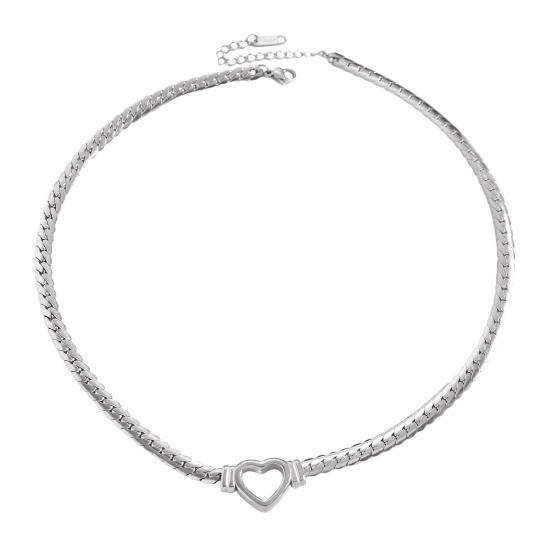 Stainless Steel Heart Bone Chain Minimalist Choker Necklace Hollow Snake for Women Dating