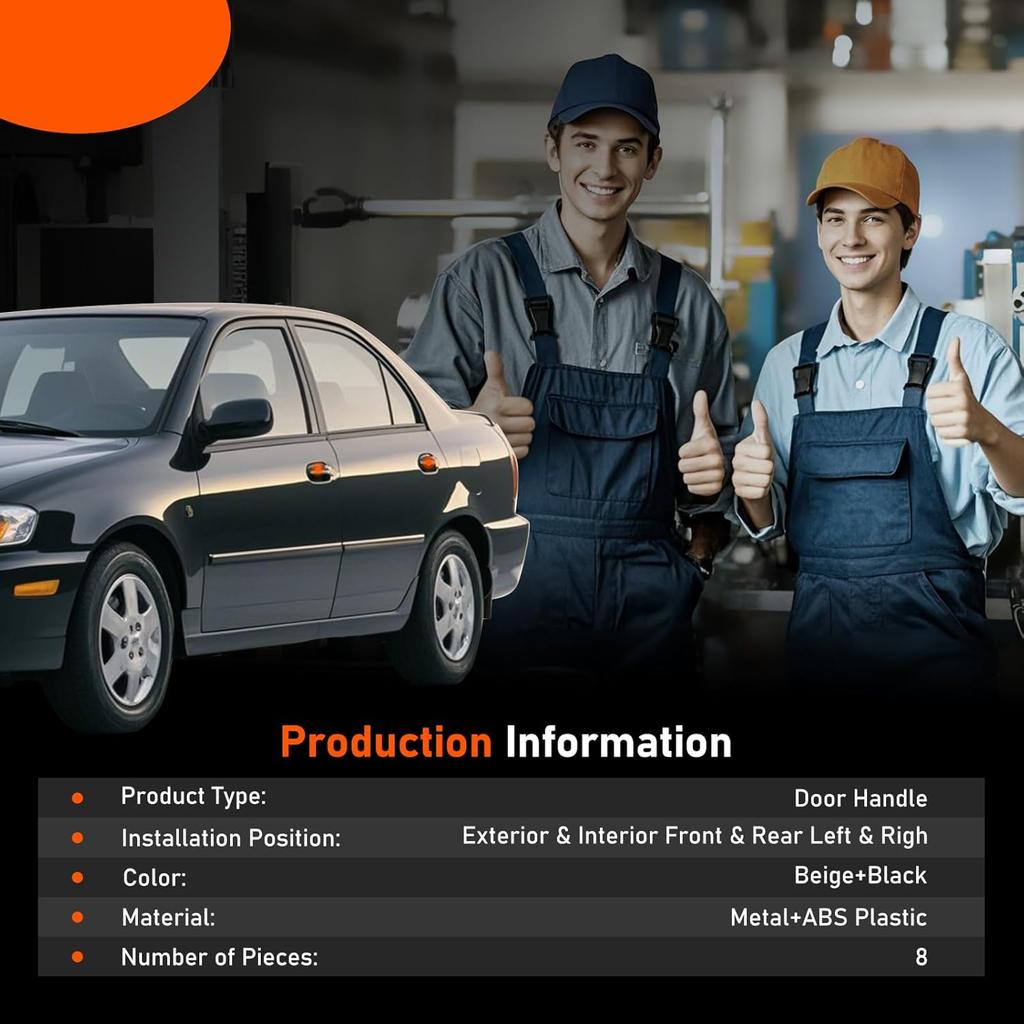 Door Handle Set fits for 1998-2002 Toyota Corolla Chevrolet Prizm Door Handles,Exterior & Interior,Front & Rear,Left & Right Replaces# 6922002030