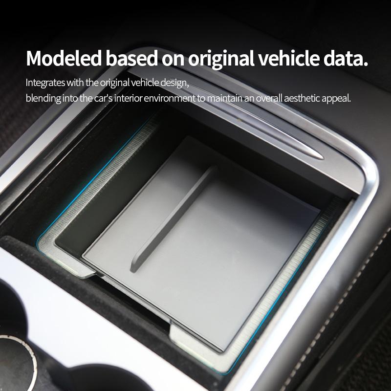 For Tesla Model 3 Y 2023 Accessories Center Console Storage Box Central Control Translucent Organiser Case with Silicone Pad