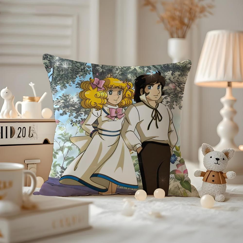 Anime CCandy Candy Cushion Cover Antidustmite Pillowcase Invisible Zipper Silky Short Plush Sofa Cushion Cover