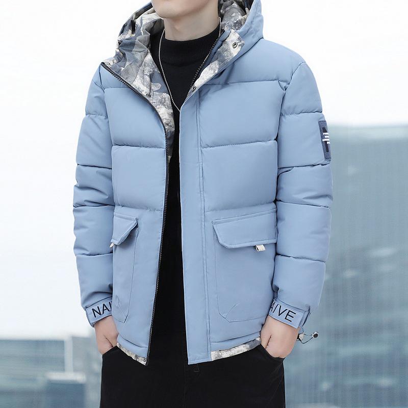 

Men s Thickened Warm Jacket: Winter/Autumn Fashionable Versatile Coat 2XL синій