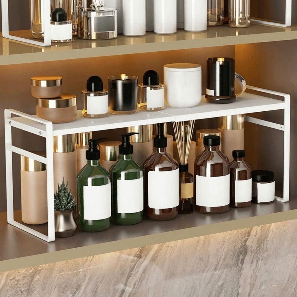 Large Capacity Retractable Storage Rack Double-Layer Cabinet Partition Shelf  Windowsill
