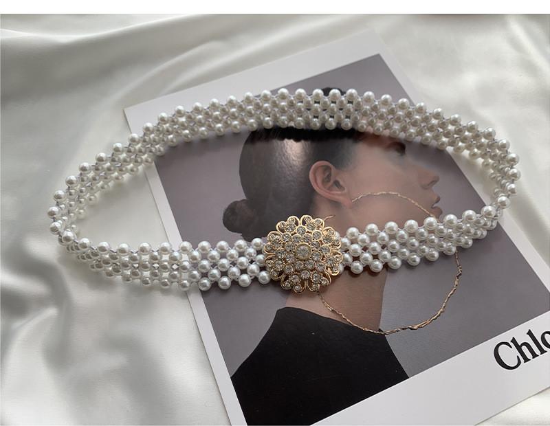 Stylish Korean Pearl Waist Chain For Women With Colorful Petals And Rhinestones
