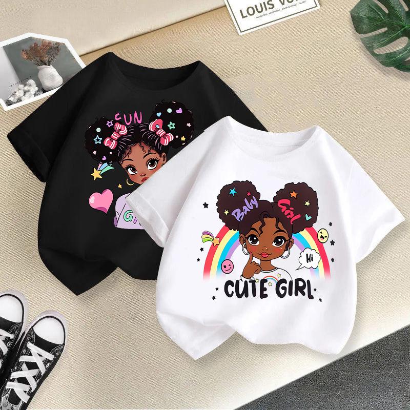 Girls' Cartoon Print Casual Round Neck Short-Sleeve T-Shirt - Summer Collection