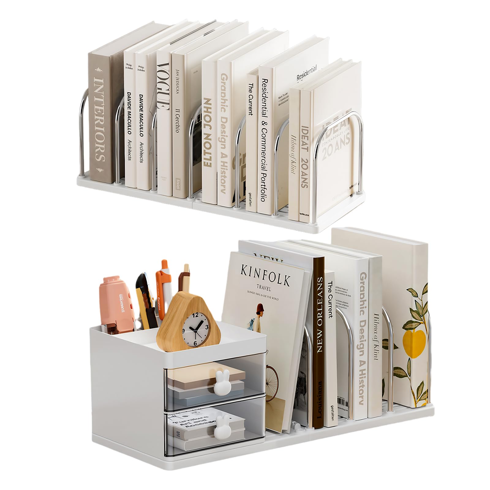 

TeJoyce Book Desktop Storage Case Book Small Item Divider Large Desk Desktop File Desktop Desk Newspaper Document Organization Bookends, Desktop, белый