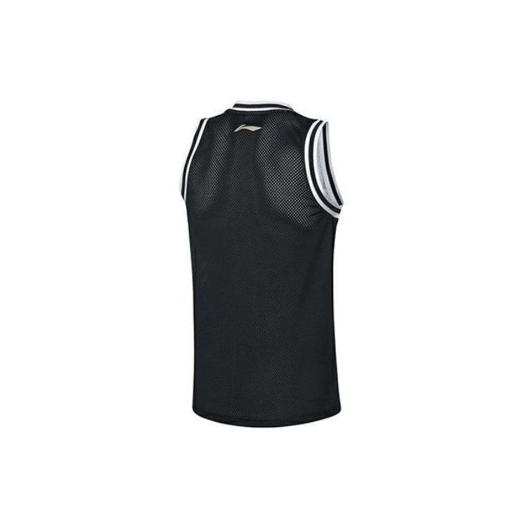 Li Ning Quick-Dry Sports Basketball Jersey Men Tops Standard-Black AAYQ229-1