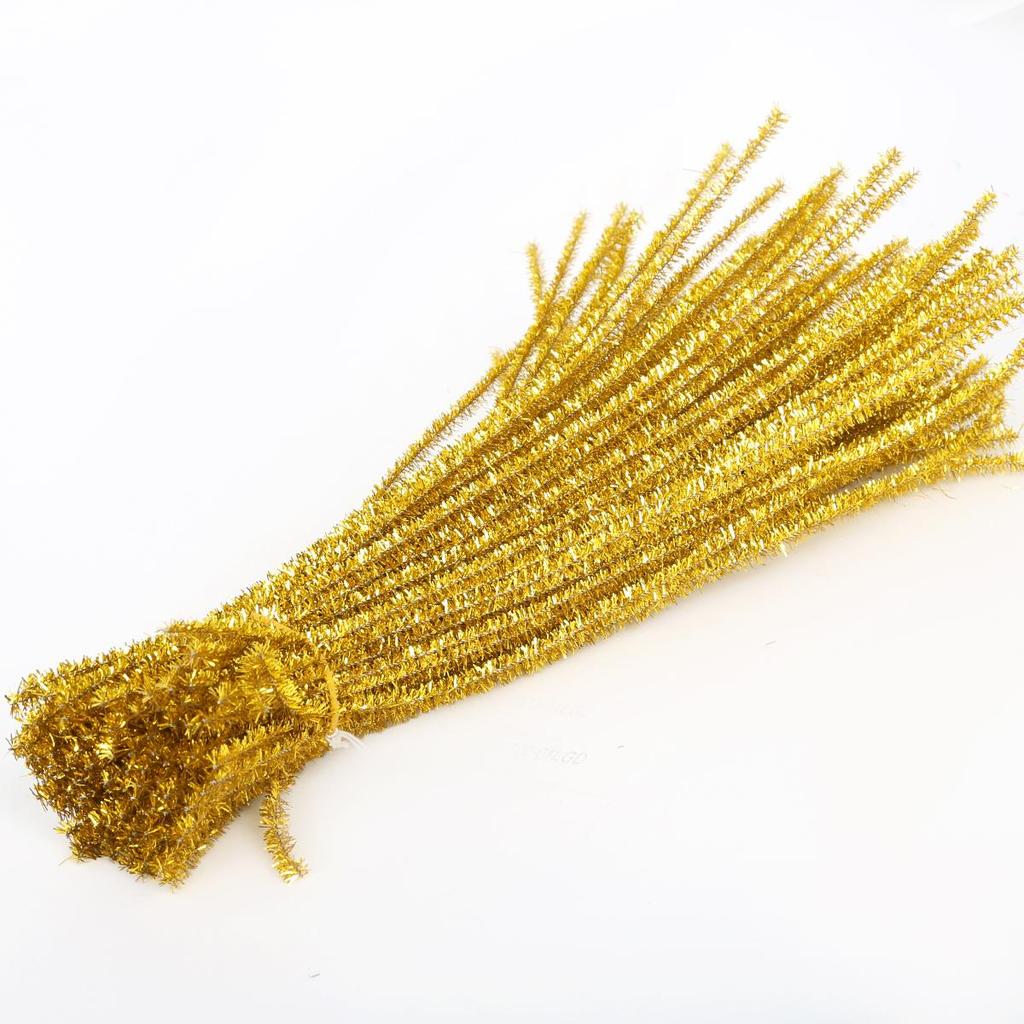 100Pcs Bright Silk Chenille Stem Twisted Rod Wool Root Fluffy Bar Iron Wire DIY Handcraft Twisting Decorations Pipe Cleaners Plush