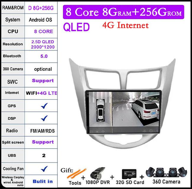 9 Lnch For Hyundai Solaris 2010 -2016 2.5D Touch Screen Car Radio Video Multimedia Navigation GPS IPS 4G Wifi Stereo Auto