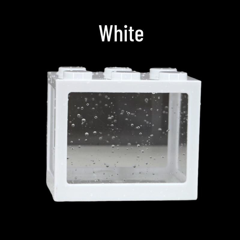 Mini Acrylic Betta Fish Tank: Transparent, Creative Landscaping Building Blocks for Desktop. белый