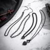Gothic Multilayer Black Heart Pendant Necklace Set  Women Punk Clavicle Chain Necklace Jewelry Gift