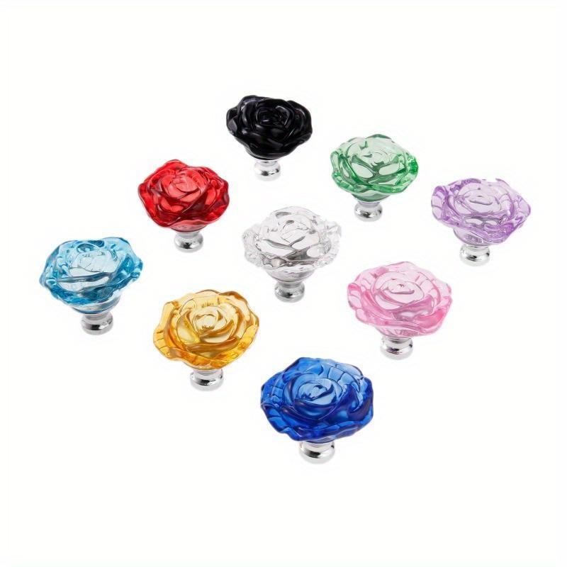 1pc 50mm Crystal Rose Glass Clear Knob Furniture Kitchen Drawer Cabinets Handles Dresser Closet Pulls Furniture Hardware