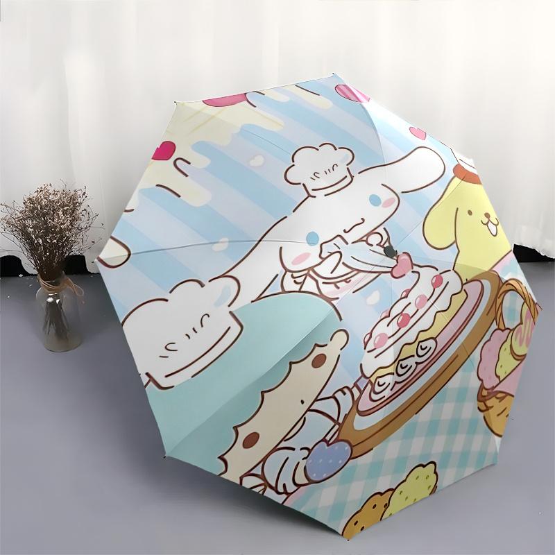 1pc Sanrio Characters Automatic Opening Umbrella with Heart-Shaped Print - Portable Folding Design, Iron Frame Outdoor Umbrella for Festivals, Travel,