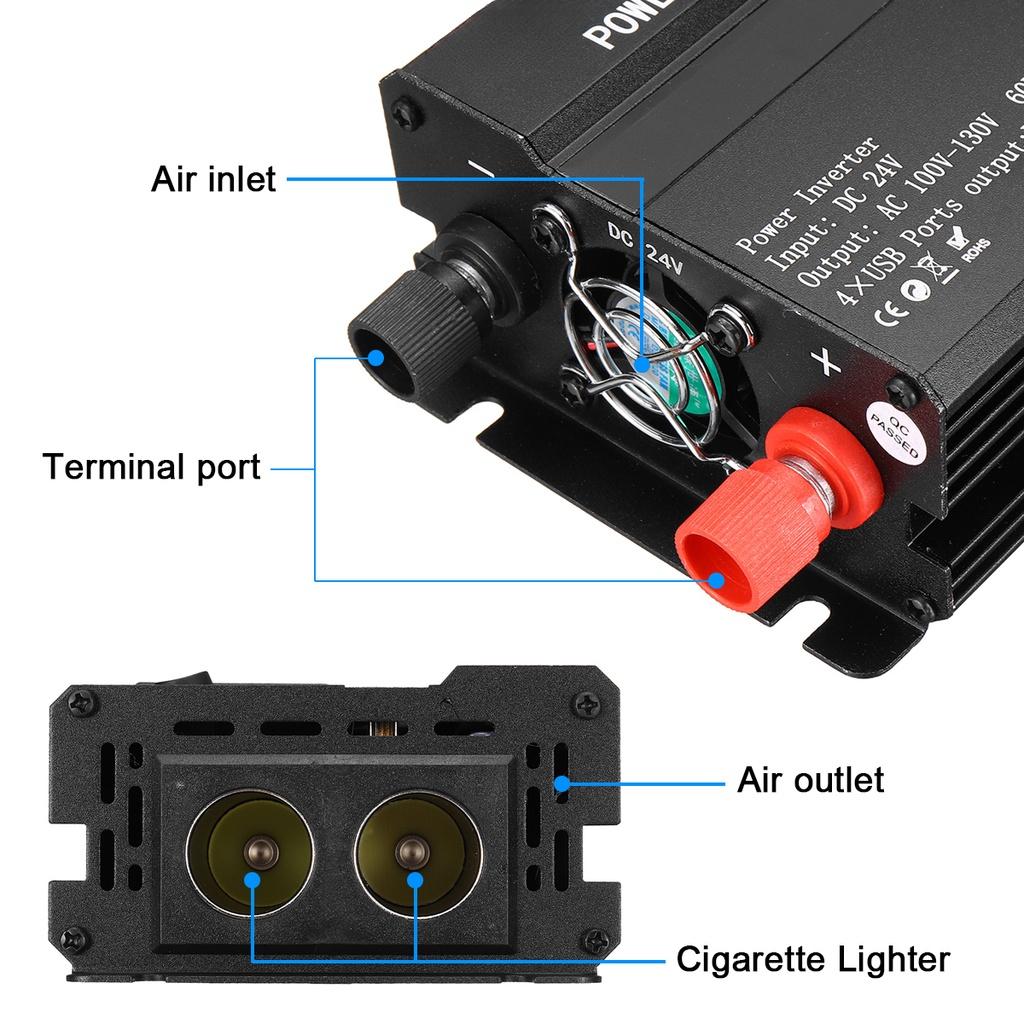 Inversor de Onda Senoidal Modificada de 4000W DC 12V / 24V para AC 110V / 220V Transformador de Tensão de Pico Conversor de Potência LCD Inversor de Carro