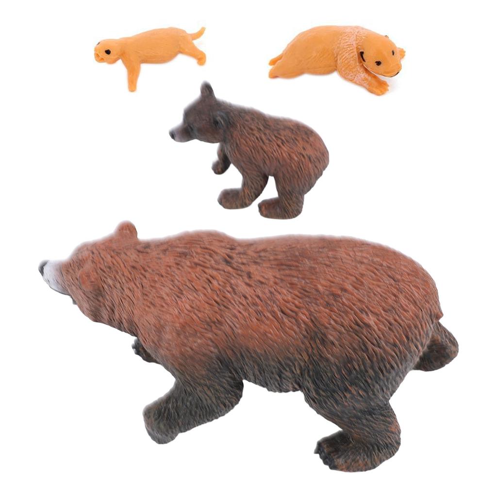 4Pcs Brown Bear Model Set PVC Lifelike Bear Figure Animal Life Cycle Model Set for Education