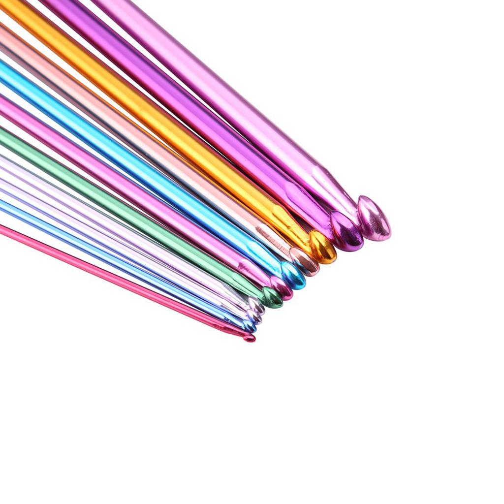 32x Stainless Crochet Hooks Needles Knitting Set Weave Craft Yarn Multicolor