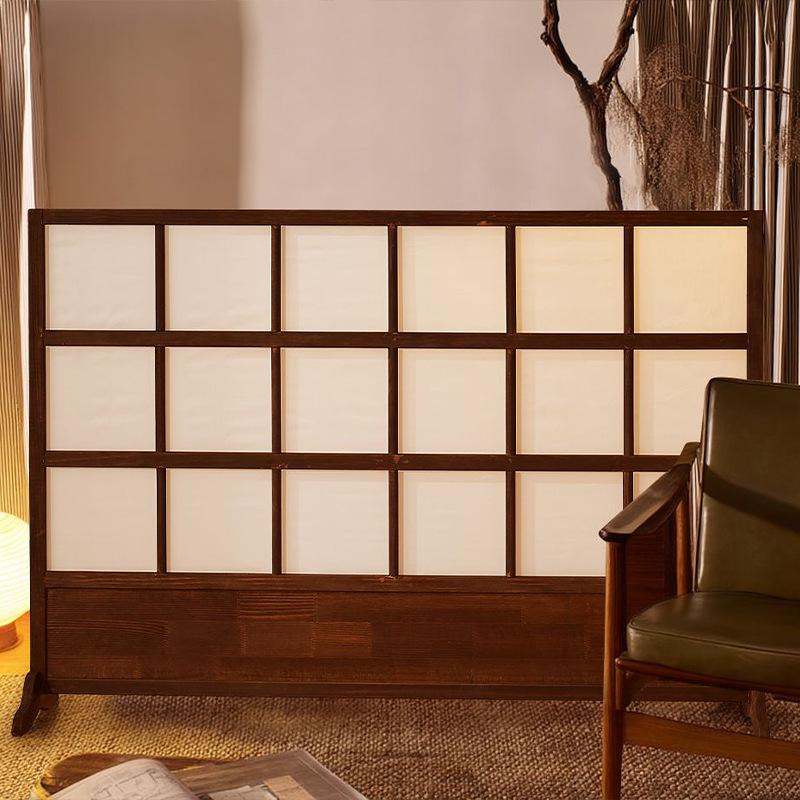 Retro Solid Wood Folding Screen Divider for Living Room and Bedroom