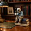 Resin Desk Ornaments Funny Sitting Skeleton Figurine Holding Coffee Cup Vintage Durable Craft Decor Ornament Unique Gag Stress Relief Gift