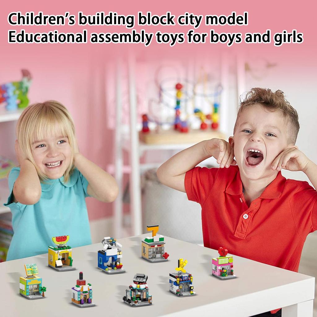 Children's Small  Street View Building , City Building Models Compatible With Puzzle Assembly, Boys' And Girls' Toys
