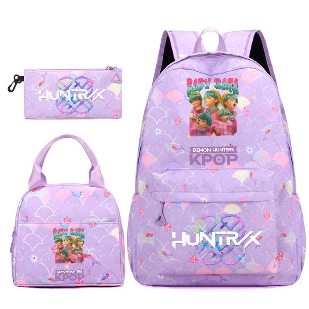 3Pcs/set Cute Kpop Printed Backpack Handbag Pencil Case for Teenger Student Girl Boy Schoolbag Kid Bookbag Large Capacity Travel Bag Gift Mochila