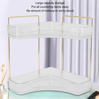 2-Tier Corner Desktop Organizer Makeup Storage Shelf Bedroom Bathroom Vanity Skincare Cosmetic Rack