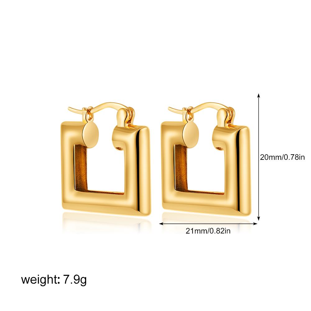 Minimalist Stainless Steel Geometric Chunky Hoop Earrings for Women Gold Plated Square U-shape Ear Buckle Fashion Zircon