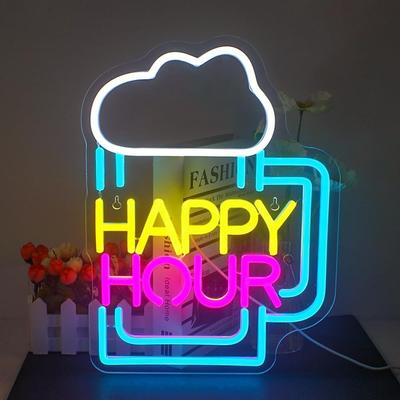 HAPPY HOUR Art Deco Acrylic Happy Hour Neon Light for Home Decor - Ideal Gift Choice for Use In Bars, Bars!