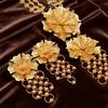 Dubai Gilded Flower Necklace & Earring Set with Ethnic Retro Court Style for Weddings and Banquets